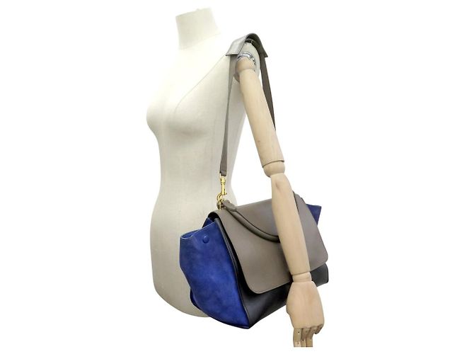 Céline BOLSA CELINE TRAPEZE MEDIUM 169543 EM COURO E CAMURÇA COM ALÇA - vista 7