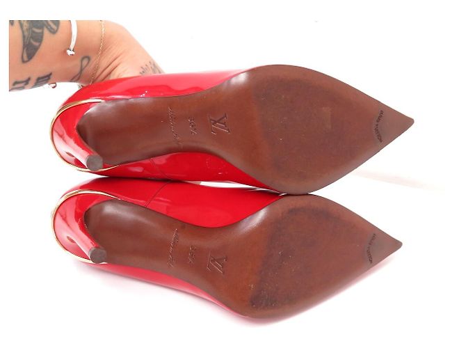DECOLLATE LOUIS VUITTON EYELINE 36.5 IN PELLE LACCATA ROSSA Rosso - vista 7