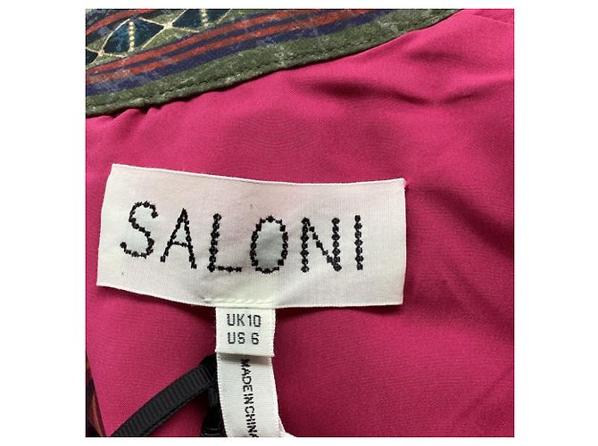 Autre Marque Vestido de chiffon Saloni Jacqui B com cinto em seda bordô Vermelho Bordeaux - vista 5