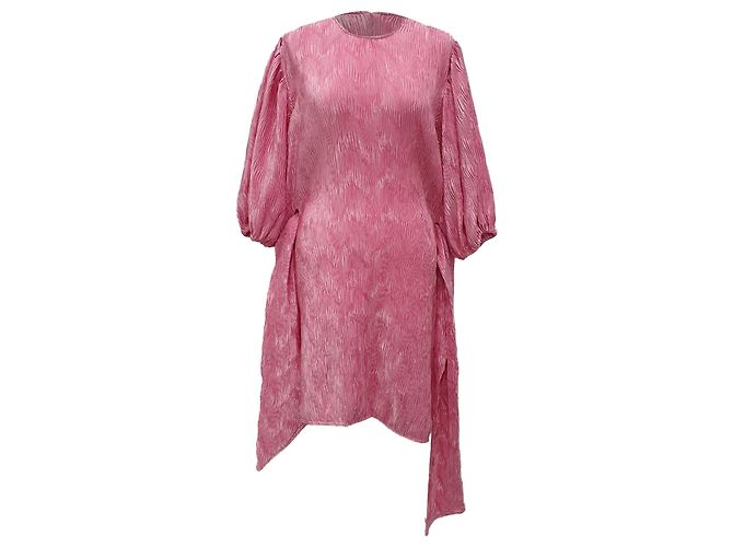 Ganni Falten Mini-Kleid mit Bindegürtel aus rosa Polyester Pink - Ansicht 2