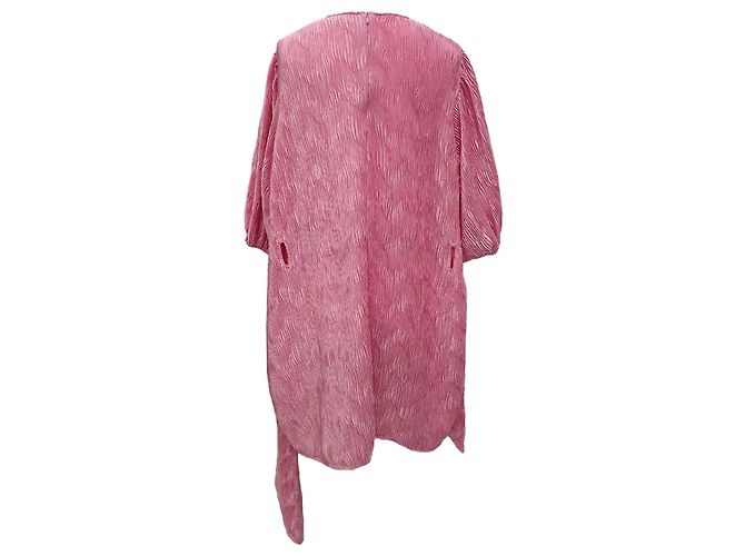 Ganni Falten Mini-Kleid mit Bindegürtel aus rosa Polyester Pink - Ansicht 4