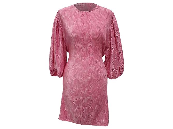 Ganni Falten Mini-Kleid mit Bindegürtel aus rosa Polyester Pink - Ansicht 5