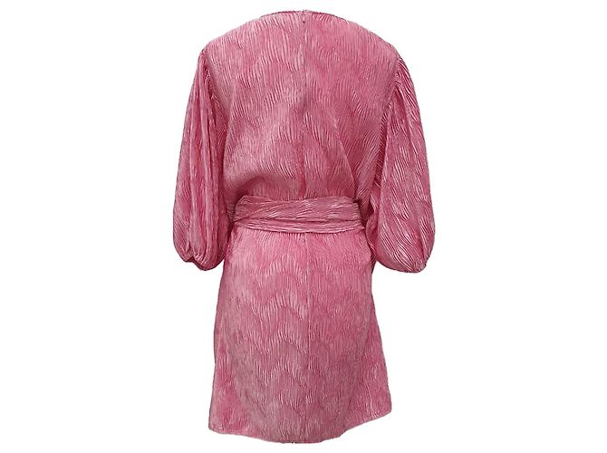 Ganni Falten Mini-Kleid mit Bindegürtel aus rosa Polyester Pink - Ansicht 6