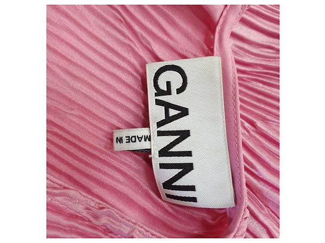 Ganni Falten Mini-Kleid mit Bindegürtel aus rosa Polyester Pink - Ansicht 7