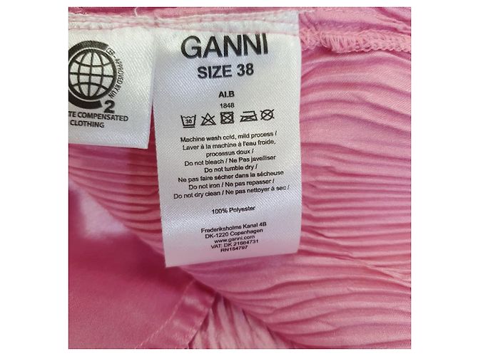 Ganni Falten Mini-Kleid mit Bindegürtel aus rosa Polyester Pink - Ansicht 9