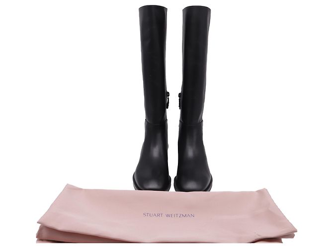 Stivali alti con zip in pelle nera Stuart Weitzman Nero - vista 7