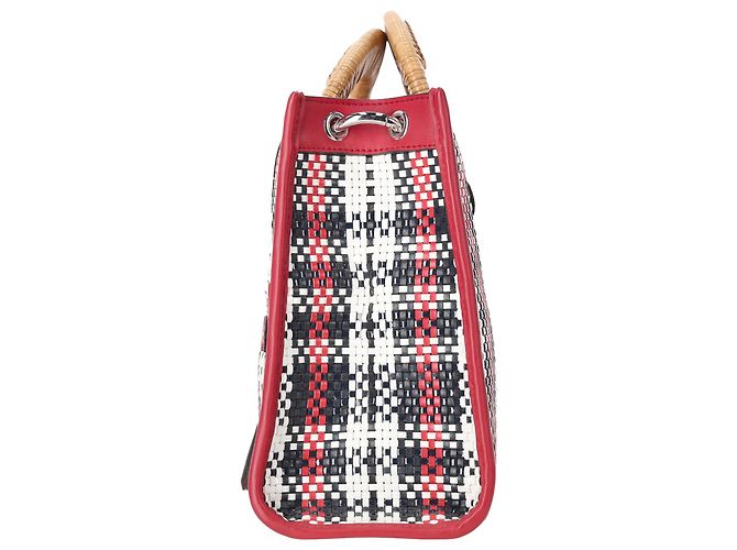 Borsa shopper Fendi Runaway Plaid in tela rossa Rosso - vista 2