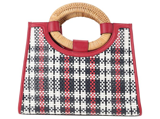 Borsa shopper Fendi Runaway Plaid in tela rossa Rosso - vista 3