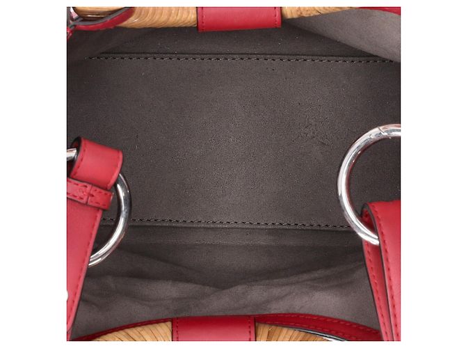 Borsa shopper Fendi Runaway Plaid in tela rossa Rosso - vista 6