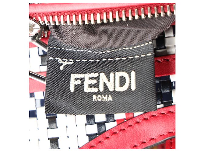 Borsa shopper Fendi Runaway Plaid in tela rossa Rosso - vista 7