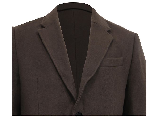 AMI Paris Single-Breasted Coat in Brown Virgin Wool  Red - view 2