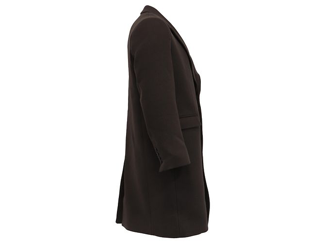 AMI Paris Single-Breasted Coat in Brown Virgin Wool  Red - view 3
