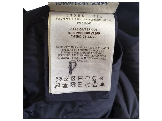 Moncler Padded Zip-Up Cardigan in Navy Blue Polyamide - view 10