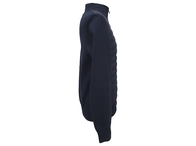 Moncler Padded Zip-Up Cardigan in Navy Blue Polyamide - view 2