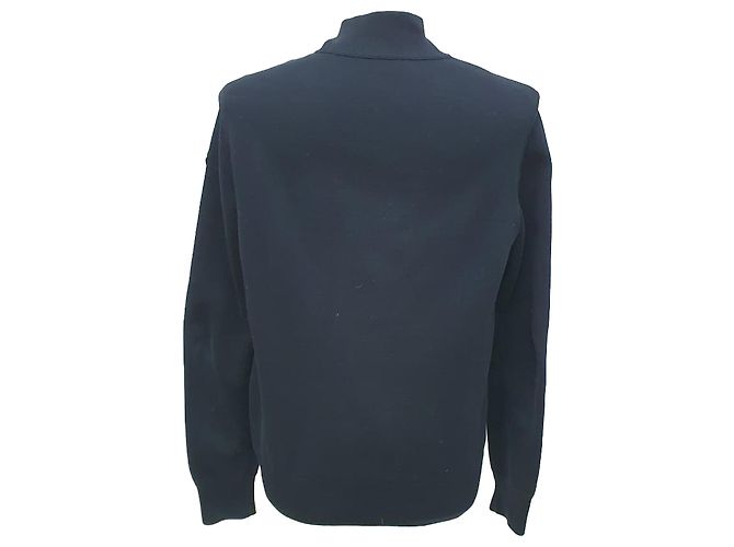 Moncler Padded Zip-Up Cardigan in Navy Blue Polyamide - view 3