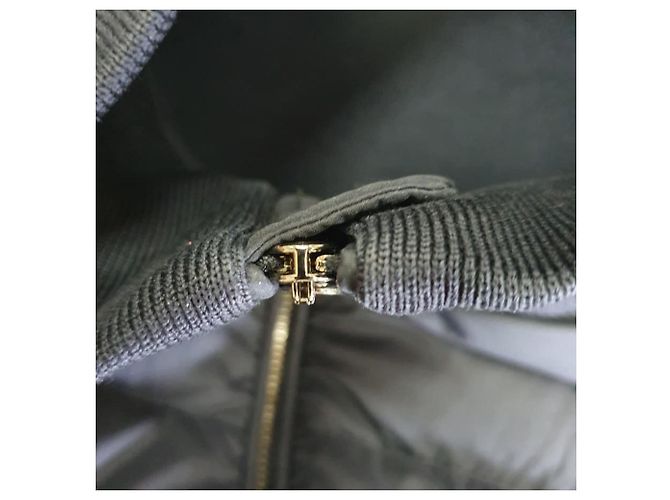 Moncler Padded Zip-Up Cardigan in Navy Blue Polyamide - view 4