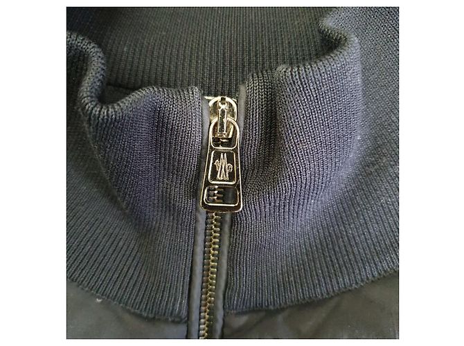 Moncler Padded Zip-Up Cardigan in Navy Blue Polyamide - view 5