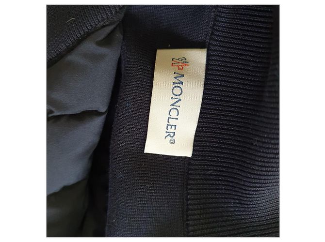 Moncler Padded Zip-Up Cardigan in Navy Blue Polyamide - view 8
