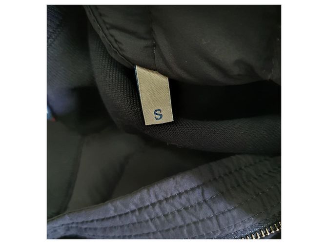 Moncler Padded Zip-Up Cardigan in Navy Blue Polyamide - view 9