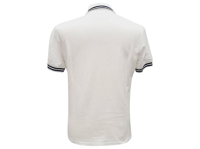 Polo Brunello Cucinelli con dettagli a righe in cotone bianco Crudo - vista 3