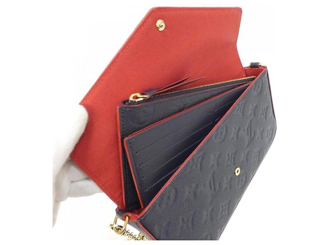 Pochette Felicie Monogram Empreinte Louis Vuitton M64099 Borsa a Spalla Rosso - vista 7