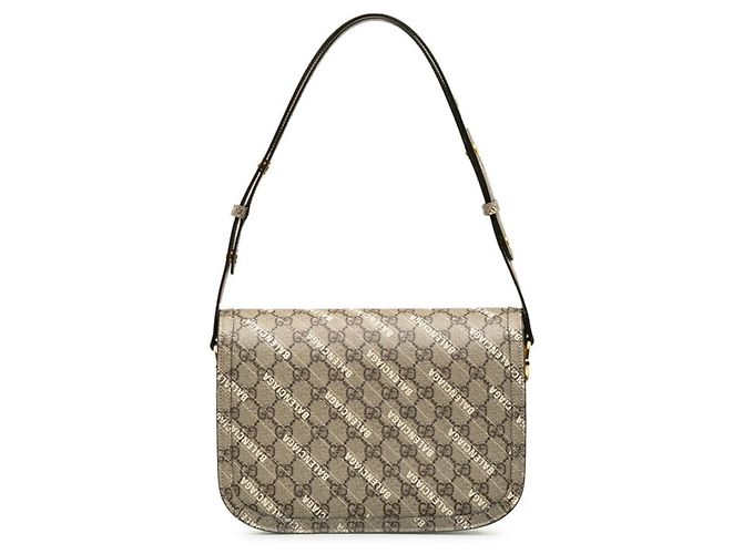 Borsa a Spalla Gucci x Balenciaga Horsebit Beige - vista 3