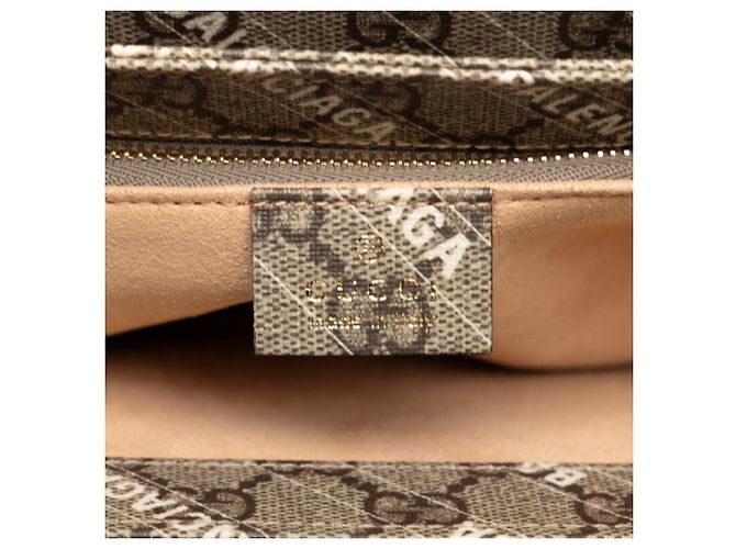 Borsa a Spalla Gucci x Balenciaga Horsebit Beige - vista 7