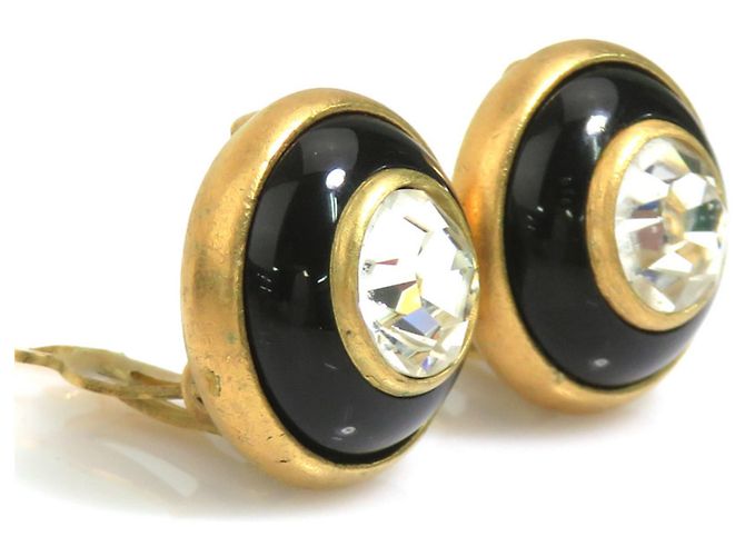 Orecchini a clip in metallo e strass Chanel Nero D'oro - vista 2