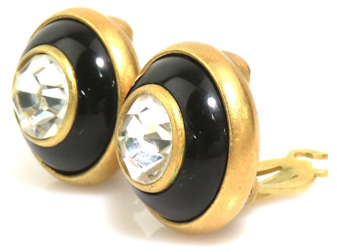 Orecchini a clip in metallo e strass Chanel Nero D'oro - vista 3