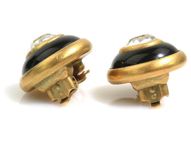 Orecchini a clip in metallo e strass Chanel Nero D'oro - vista 6