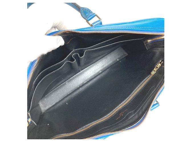 Borsa Louis Vuitton Epi Porte Documents Voyage Blu - vista 14