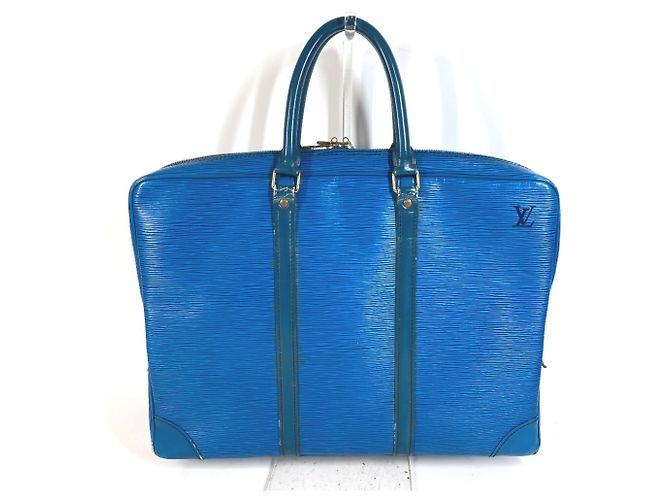 Borsa Louis Vuitton Epi Porte Documents Voyage Blu - vista 2