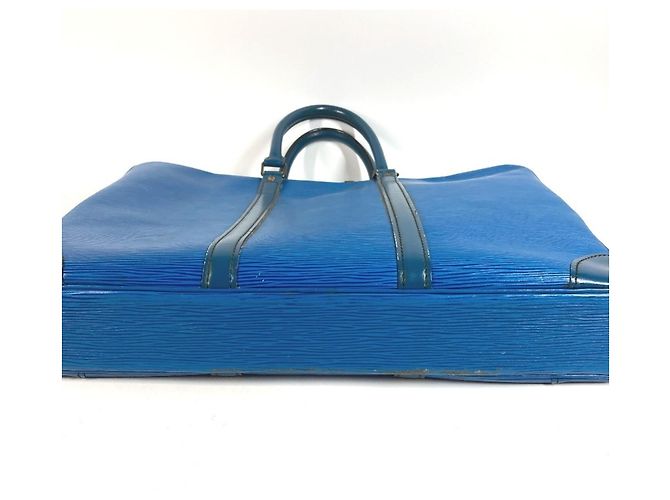 Borsa Louis Vuitton Epi Porte Documents Voyage Blu - vista 3