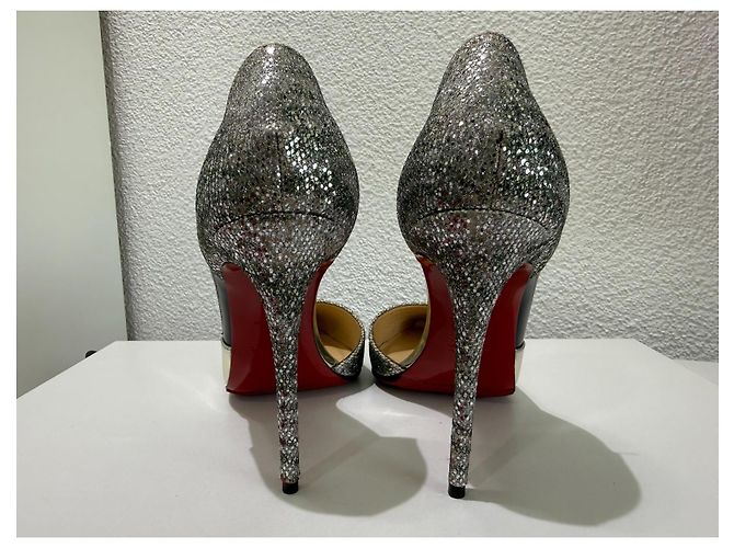 Christian Louboutin Tac Clac 100 Glitter Black Silber Patent 37 - Ansicht 10