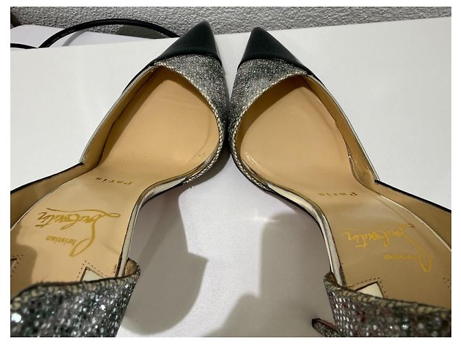 Christian Louboutin Tac Clac 100 Glitter Black Silber Patent 37 - Ansicht 11