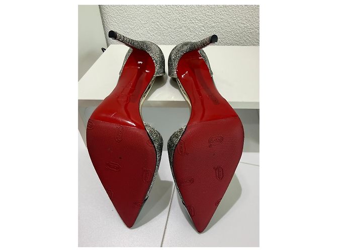 Christian Louboutin Tac Clac 100 Glitter Black Silber Patent 37 - Ansicht 12