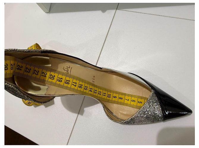 Christian Louboutin Tac Clac 100 Glitter Black Silber Patent 37 - Ansicht 15
