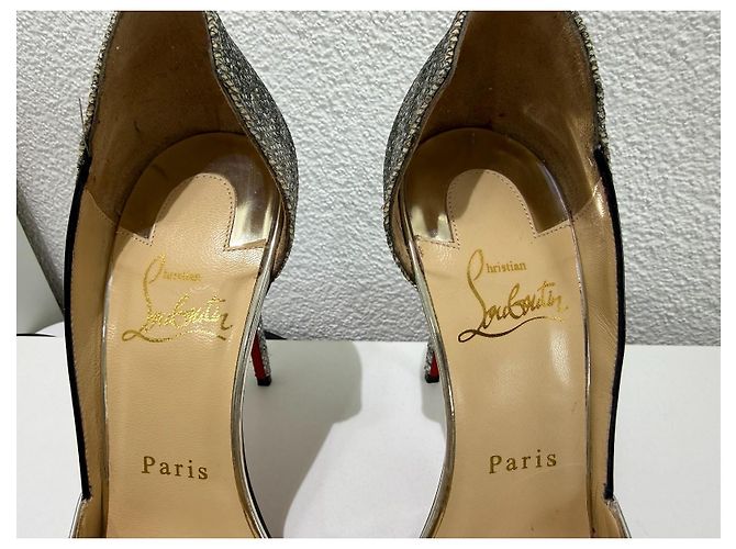 Christian Louboutin Tac Clac 100 Glitter Black Silber Patent 37 - Ansicht 7
