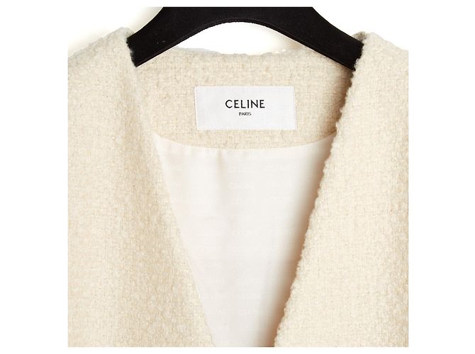 Céline Celine Hedi Slimane Oversize Kaschmir-Bouclé Jacke Roh - Ansicht 2