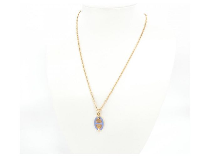 Hermès Collar Hermes Mini Maillon PM 100053FO Azul Dorado - vista 5
