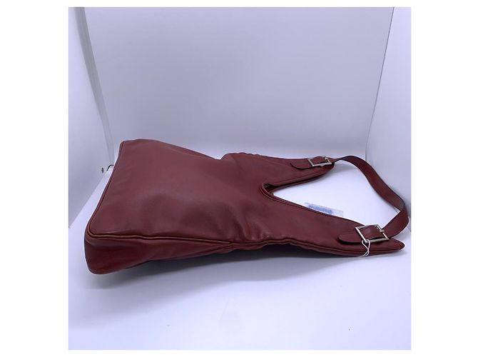 Borsa Hermès Massai Hobo in Pelle - Rosso Vinaccia Fuschia - vista 3