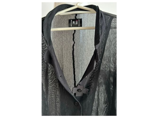 Autre Marque Blusa PLU de malla negra de algodón asimétrica Negro - vista 2