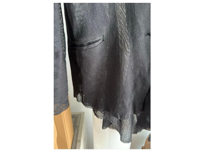 Autre Marque Blusa PLU de malla negra de algodón asimétrica Negro - vista 3