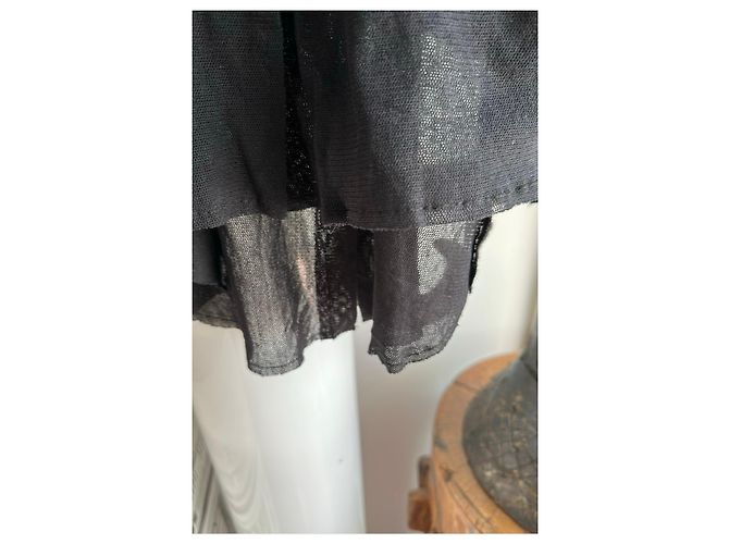 Autre Marque Blusa PLU de malla negra de algodón asimétrica Negro - vista 4