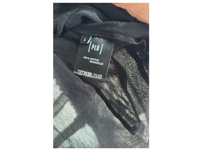 Autre Marque Blusa PLU de malla negra de algodón asimétrica Negro - vista 5