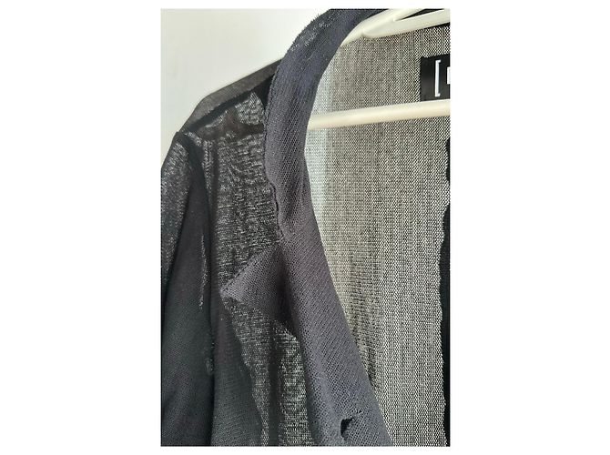 Autre Marque Blusa PLU de malla negra de algodón asimétrica Negro - vista 7