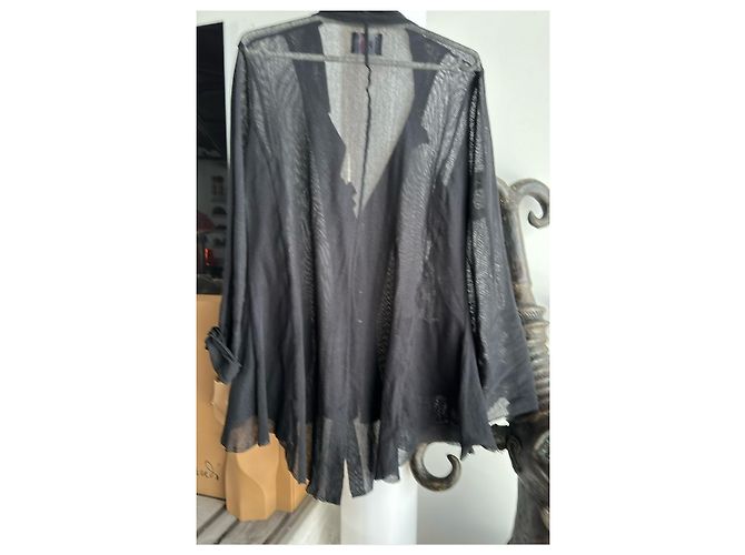Autre Marque Blusa PLU de malla negra de algodón asimétrica Negro - vista 8