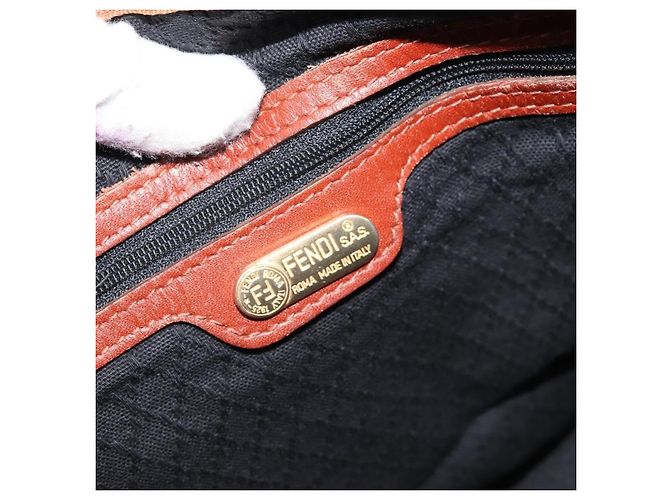 Fendi Vintage Pequin Boston Coated Canvas Large Marrone - vista 6
