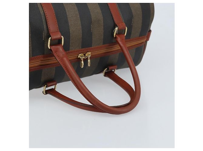 Fendi Vintage Pequin Boston Coated Canvas Large Marrone - vista 7