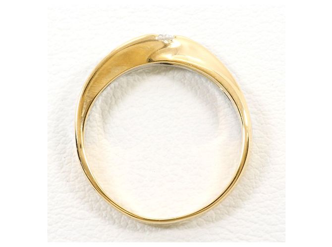 Autre Marque Platin- und Gelbgold-Ring mit Diamant Golden - Ansicht 2